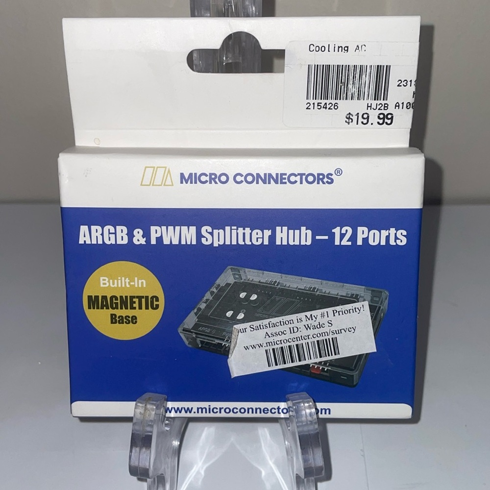 Micro Connectors ARGB & PWM Splitter Hub-12 Ports NWT